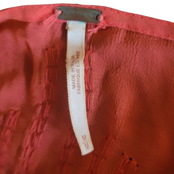 FREE PEOPLE Sheer Orange‎ Beaded Racerback Tank Top M Summer Beach - Picture 8 of 8